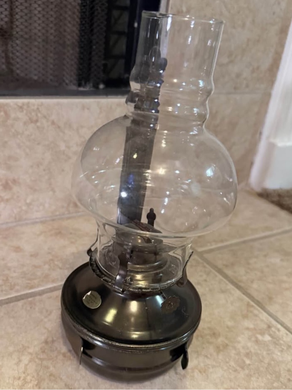 Vintage Style Black Glass Oil Lamp by Lamplight Farms